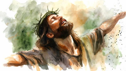 Canvas Print - Lord Jesus Christ, modern savior graphic illustration, religious scene
