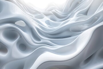 Sticker - The image is a white and blue abstract painting of a wave