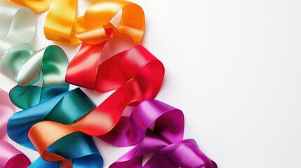 Vibrant handmade ribbon craft on white background