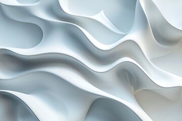 Sticker - The image is a white and blue abstract painting of a wave