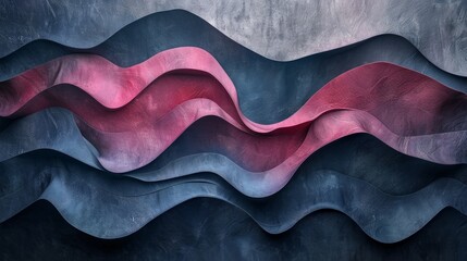 Poster - Abstract geometric wave line texture in dark slate