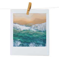 Poster - Beach wave png sticker, instant photo, summer aesthetic image on transparent background