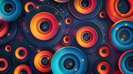 Sticker - Vibrant retro circle abstract background