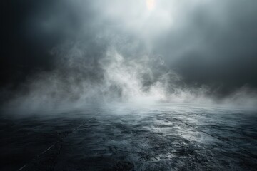 Poster - A foggy, misty, and dark sky with a large, empty field