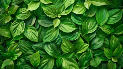 Wall Mural - Pattern and background texture with horizontal green leaves