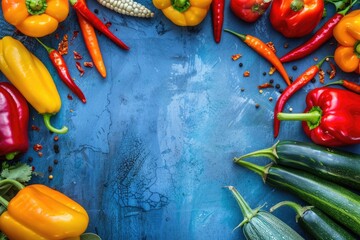 Mexican Colorful Food Mix Background with Fiery Chili Peppers