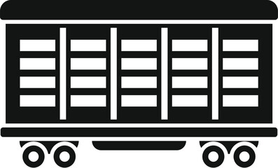 Sticker - Black silhouette of a freight wagon standing on railway isolated on white background