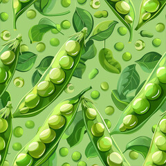 Wall Mural - Peas and broad beans on a green background