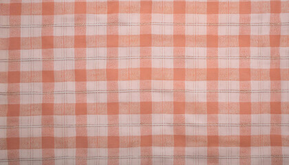 Wall Mural - Pale orange checkered pattern tablecloth texture background