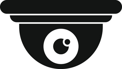 Sticker - Black and white icon of a dome security camera recording video footage