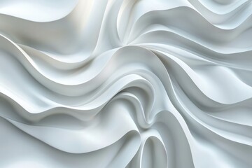 Sticker - The image is a white abstract painting of a wave