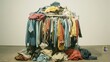 © OnuTH - Clothes on a rack in a messy room.