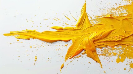 Brush stroke in the shape of a star, yellow paint smeared with a brush, 4k image, superdetailed, without shadows and highlights, clear contours, white background