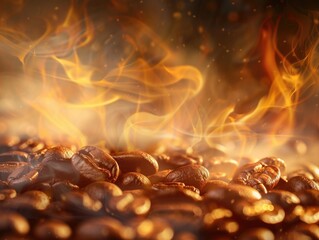 Wall Mural - Coffee Beans on Fire