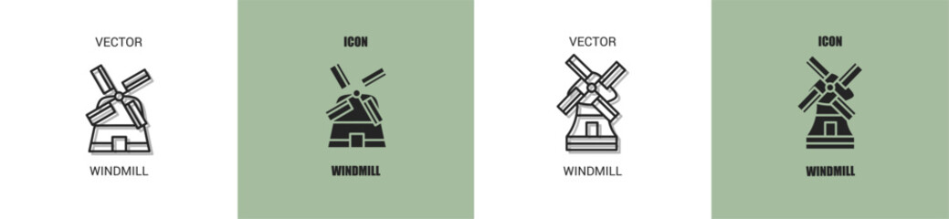 Sticker - Windmill icon line. Windmill vector illustration.