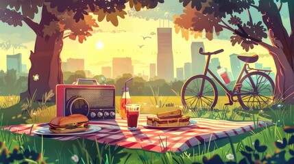 Wall Mural - Picnic in Park