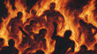 © Koca - A painting of hell of suffering and eternal damnation. partially submerged screaming men,  AI generated image, ai