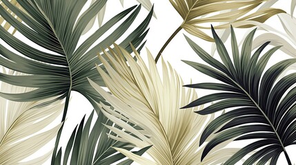 Sticker - an illustration of large palm leaves and monstera plants