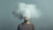 © Arcane Imaginarium - A man with a cloud over his head. Could be a concept for mental health issues illness, brain fog or migraine headaches. Could also be for therapy to help dispel negative thoughts.