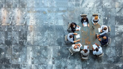 diverse group of business professionals having a meeting at a round table, discussing ideas and stra