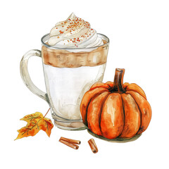 Wall Mural - A cup of coffee with whipped cream and a cinnamon stick on top