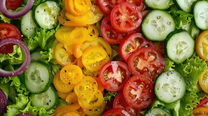 Wall Mural - Delicious tomato salad with cherry tomatoes, herbs, and fresh seasoning. Vibrant and colorful, healthy appetizer AIG62