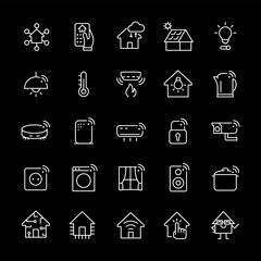 Wall Mural - smart homes, white line icons. home automation systems and household appliances. tech and lifestyle 