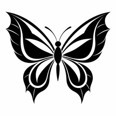 Butterfly logo icon black shape white background