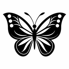 Butterfly logo icon black shape white background