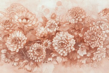 Wall Mural - Floral blossoms on elegant pink and white watercolor background for art and beauty enthusiasts
