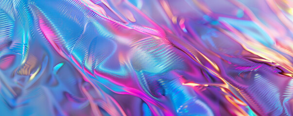 Canvas Print - Abstract iridescent background design, 3d render, with a web-like pattern. The iridescent strands shimmer and change color, creating a delicate and dynamic visual effect.