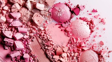 Wall Mural - Assortment of pink toned makeup on a bright backdrop