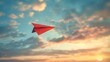 © growth.ai - Symbolic red paper plane flying alone in the sky, portraying confidence and decisive action in pursuit of success