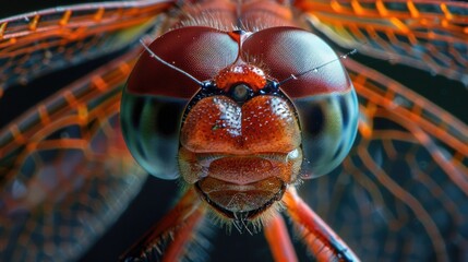 Macro image of a focused ruddy darter Sympetrum sanguineum