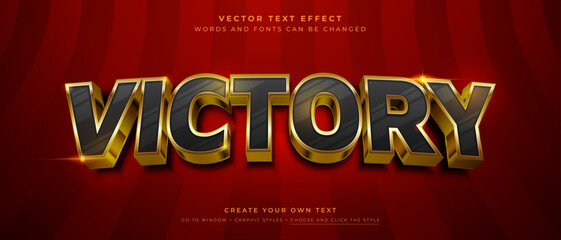 Wall Mural - golden victory text effect on abstract red background, vector graphic style