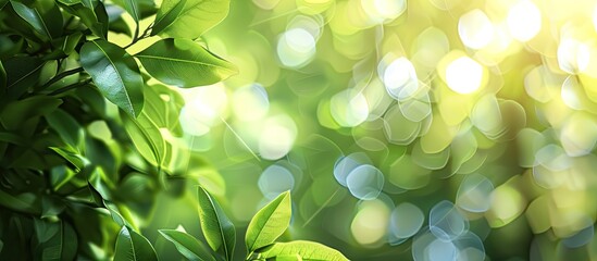 Poster - Blurry background of lush green nature with copy space image.