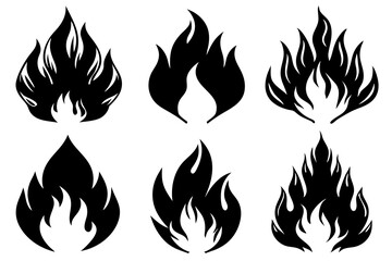 Wall Mural - Fire silhoutte icon set,fire silhouette bundle