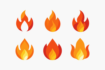 Wall Mural - Set of  minimalistic fire icon illustration , fire icons set vector,