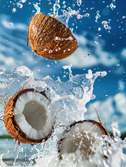 Poster - coconut with fresh waterfall splash