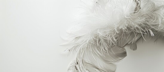 Wall Mural - Soft, feathery bird plumes against a blank white backdrop, providing room for text in this copy space image.