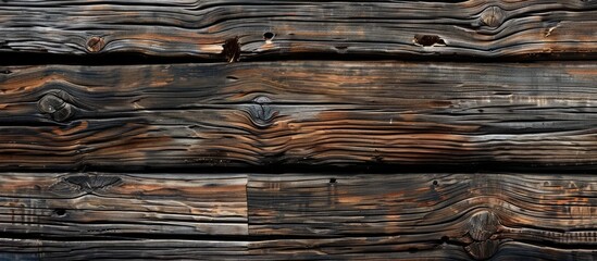 Aufkleber - Rustic old brown wooden texture background with a dark timber hue, suitable for a long panoramic banner with ample copy space image.