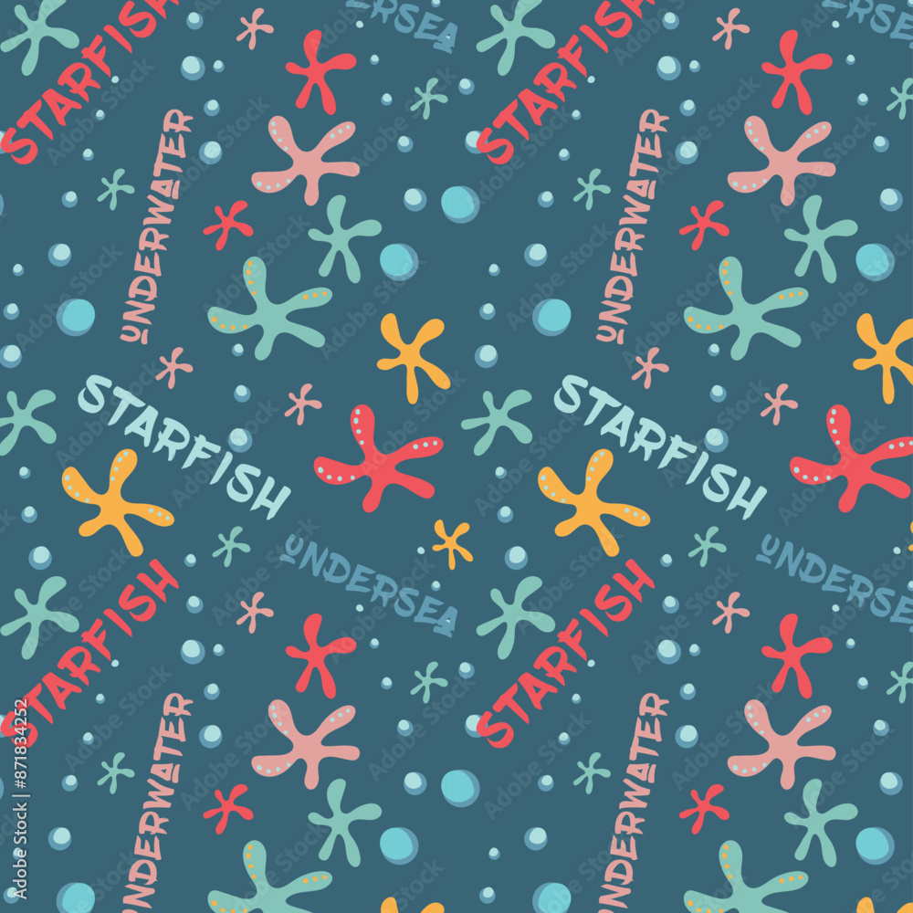 Undersea world. Abstract drawing of starfish underwater. Vector Pattern ...