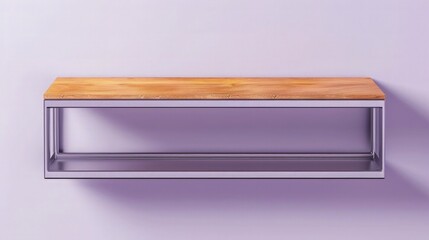 Wall Mural - A chic and functional wall table style shelf, combining a metal frame with a wooden sheet, showcased against a lavender background. A versatile piece for any modern setting.