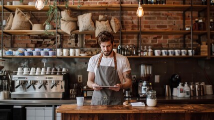 Sticker - The Barista Using Tablet