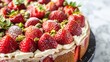 © The 2R Artificiality - Close up of a tasty strawberry pistachio cake