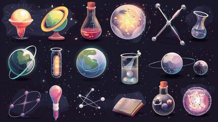 Wall Mural - Set of science icons and design elements