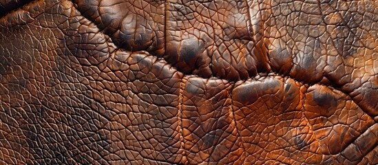 Aufkleber - Close-up brown leather background resembling the unique texture of wild animal hide with copy space image.