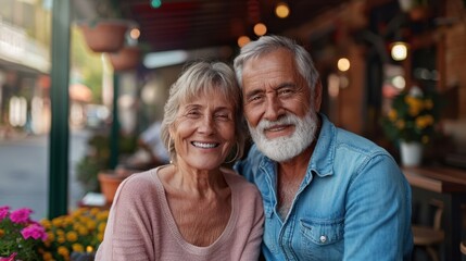 Sticker - Elderly Couple Smiling Outdoors