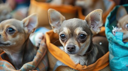 Poster - Chihuahua being transported in bags