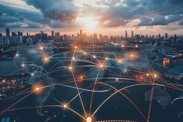 Wireless network and Connection technology concept
